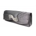 Evening Bag - Pleated Satin w/ Rhinestone Charm Accent - Gray - BG-92199GY